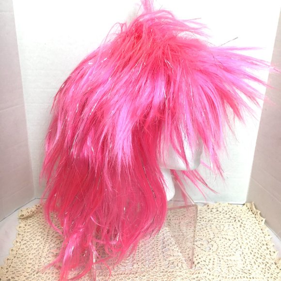 80’s Style Punk Hot Pink & Silver Spike Rock Star Wig NWT NOS - Picture 6 of 10